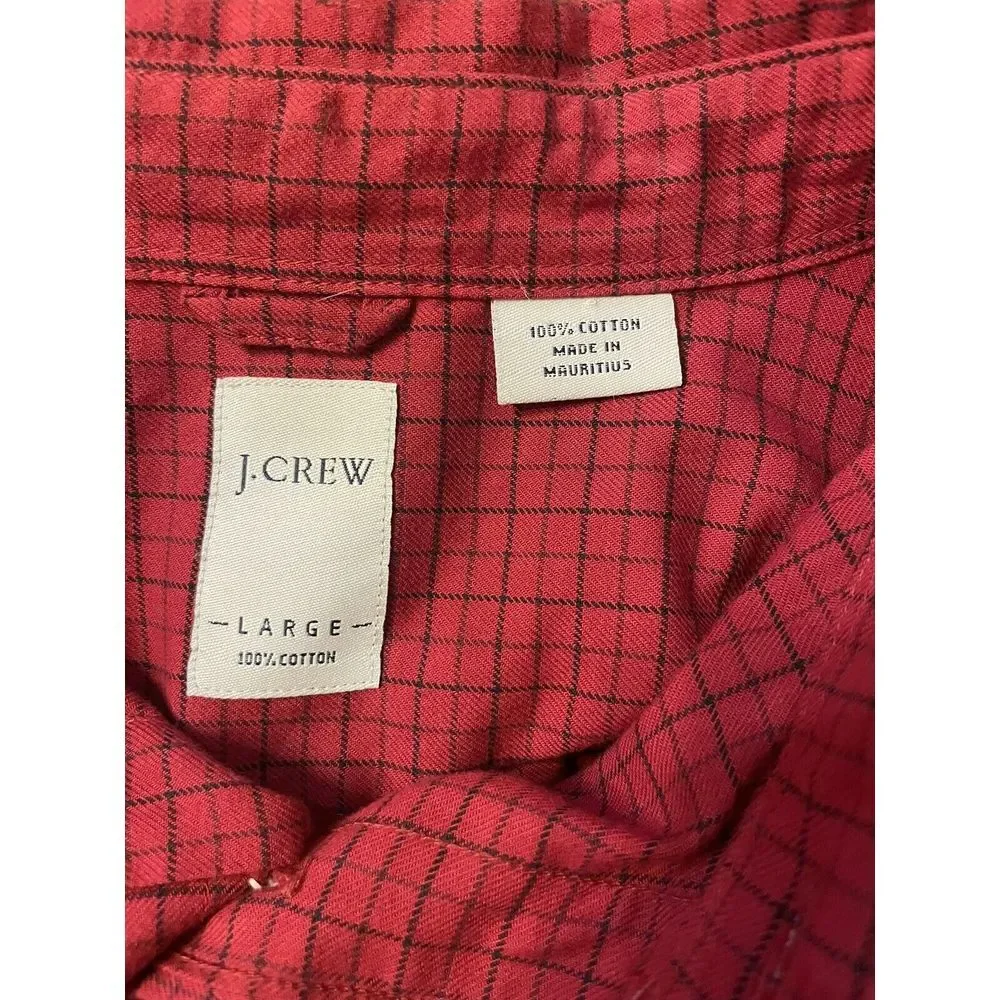 J. Crew Men's‎ Long Sleeve Button Down Red & Black Checkers Sz L Pocket